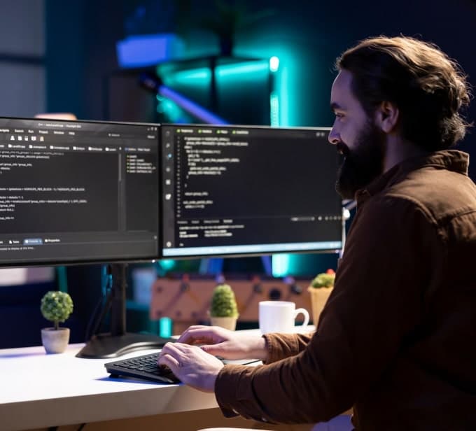 Man working on a computer