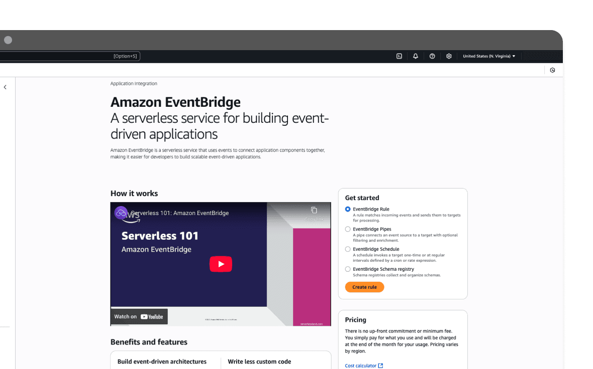 Amazon event bridge mockup