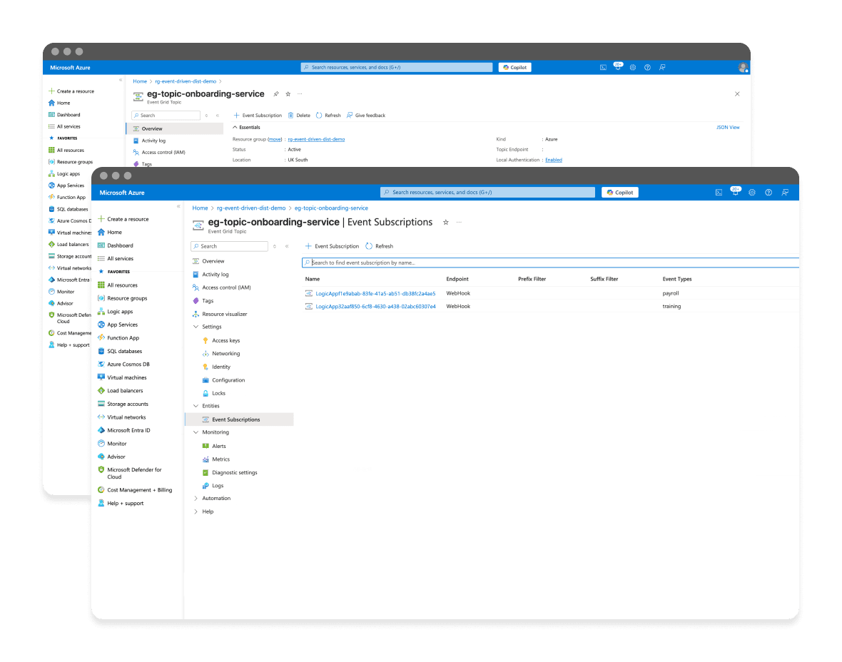 Azure severless development mockup