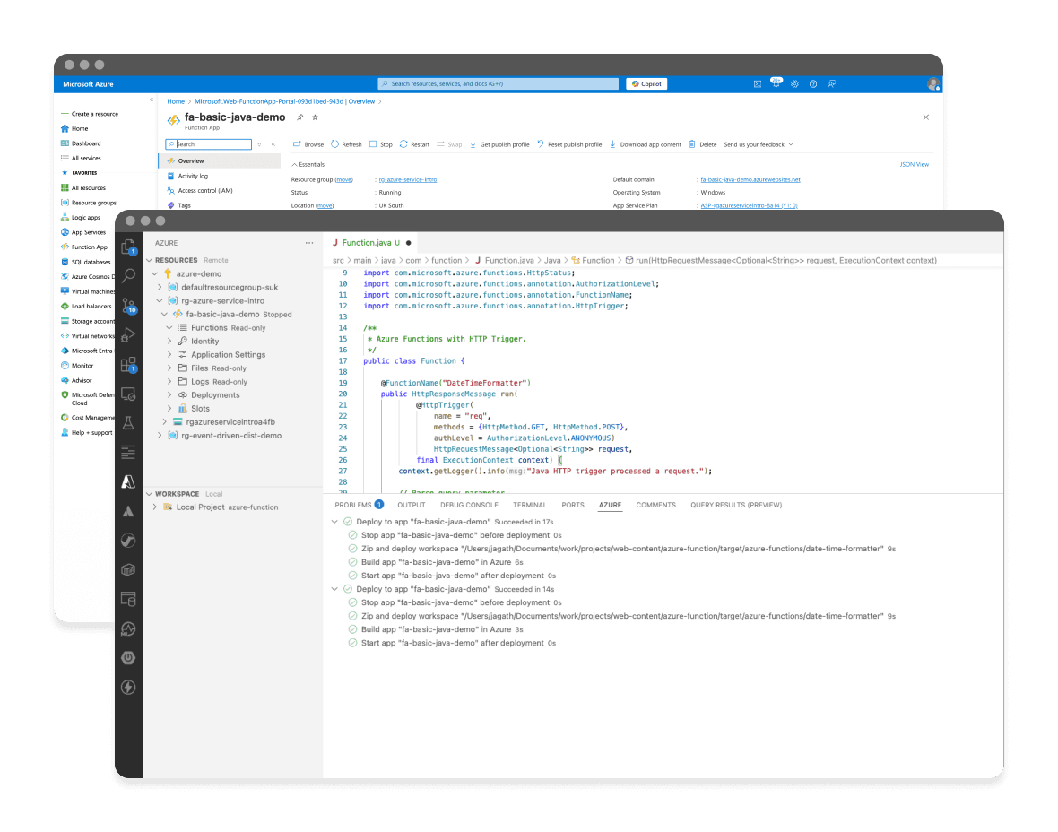 Azure functions mockup