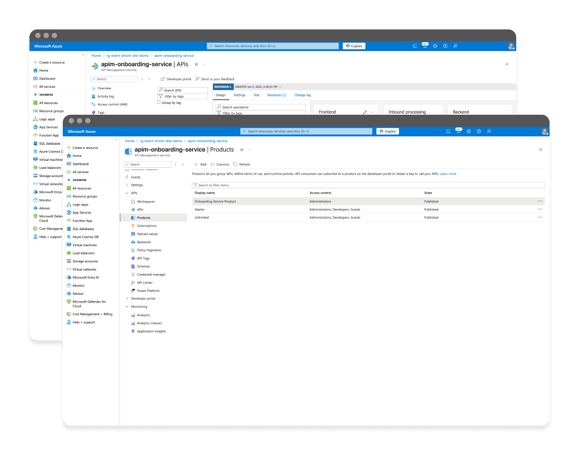 Azure API management mockup