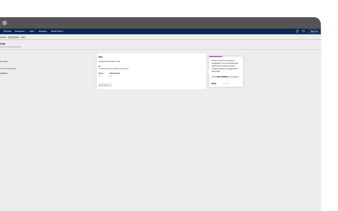 Boomi event streams mockup