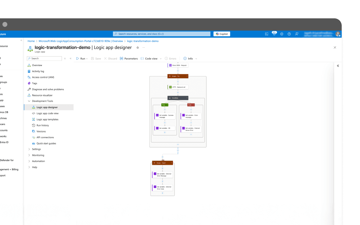 Azure logic apps mockup